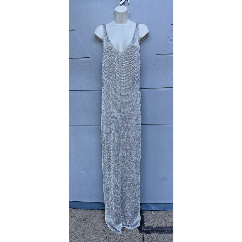 NWT Superdown Egon Gold Metallic Knit Maxi Dress Sz L Backless Party Resort Beac - Picture 7 of 14